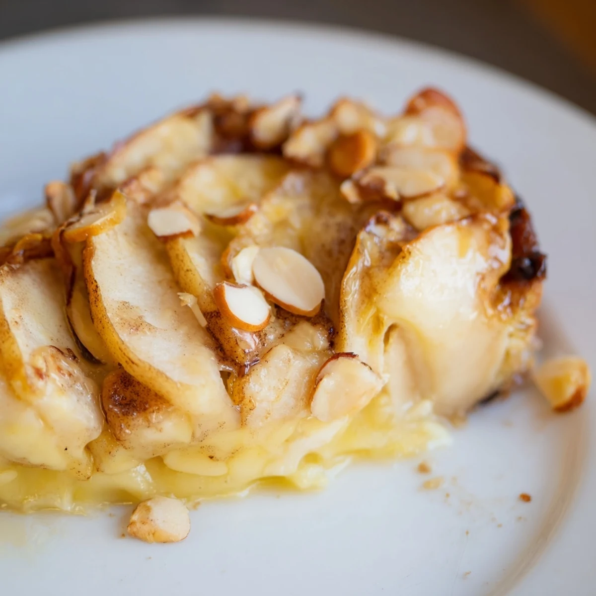 Warm Rustic Crustless Apple Pie with a golden top, full of tender, spiced apple slices.