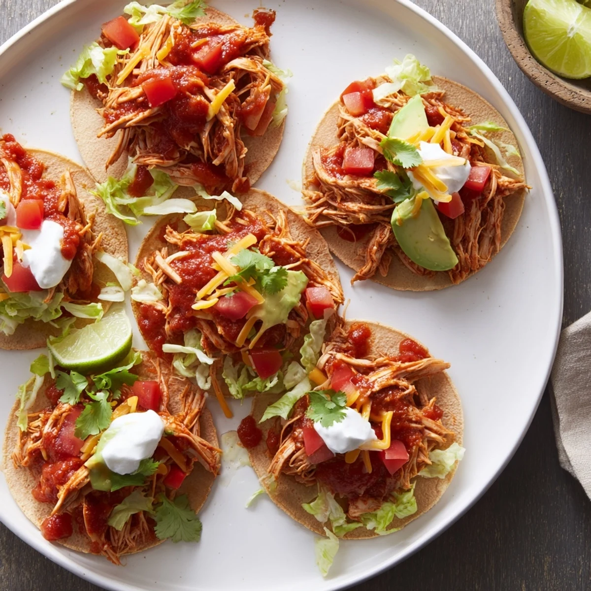 Slow Cooker Shredded Chicken Tacos spilling out of warm tortillas, ready for a delicious feast.