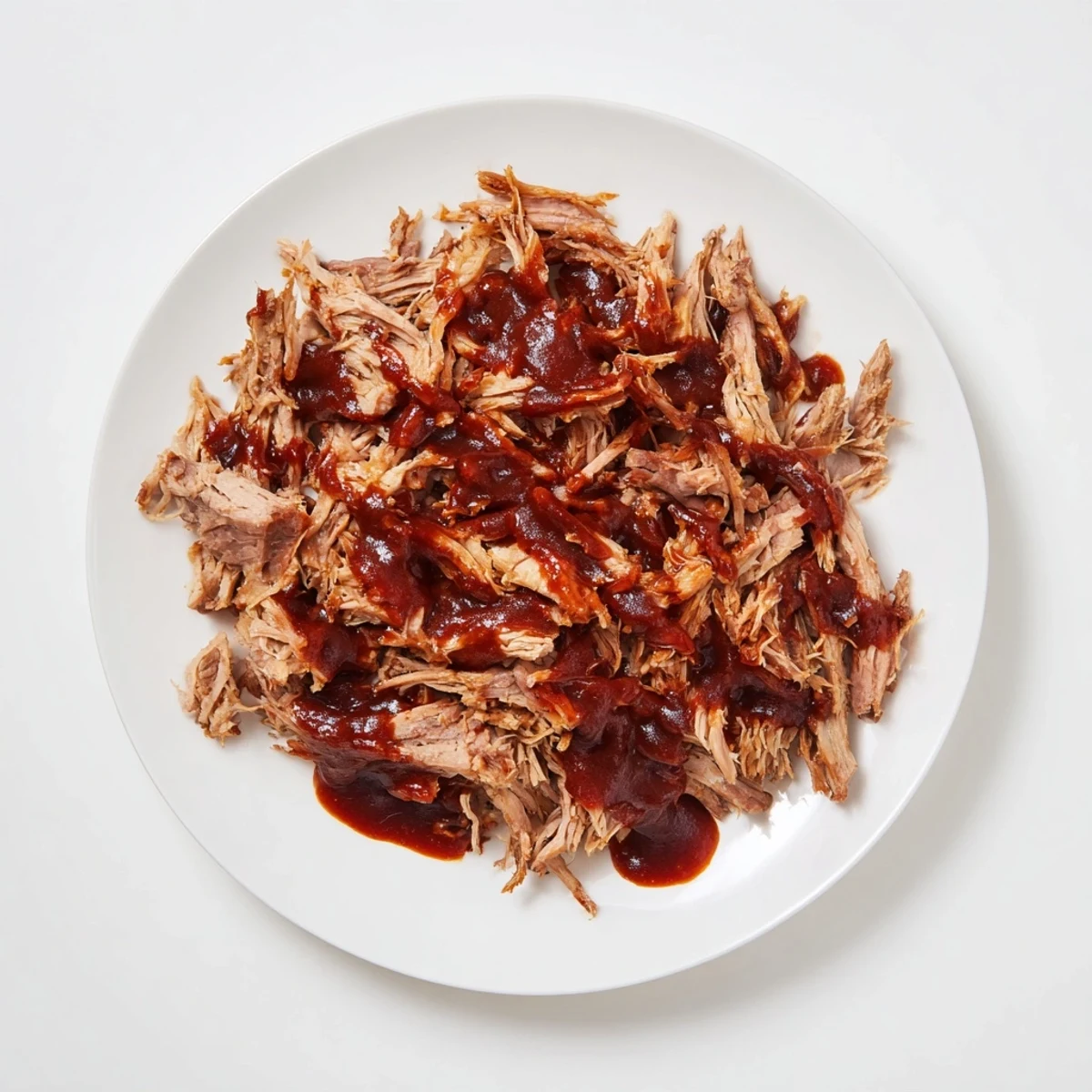 Tender 5-Ingredient BBQ Pulled Pork, a heap of juicy, slow-cooked shredded meat, ready to serve.