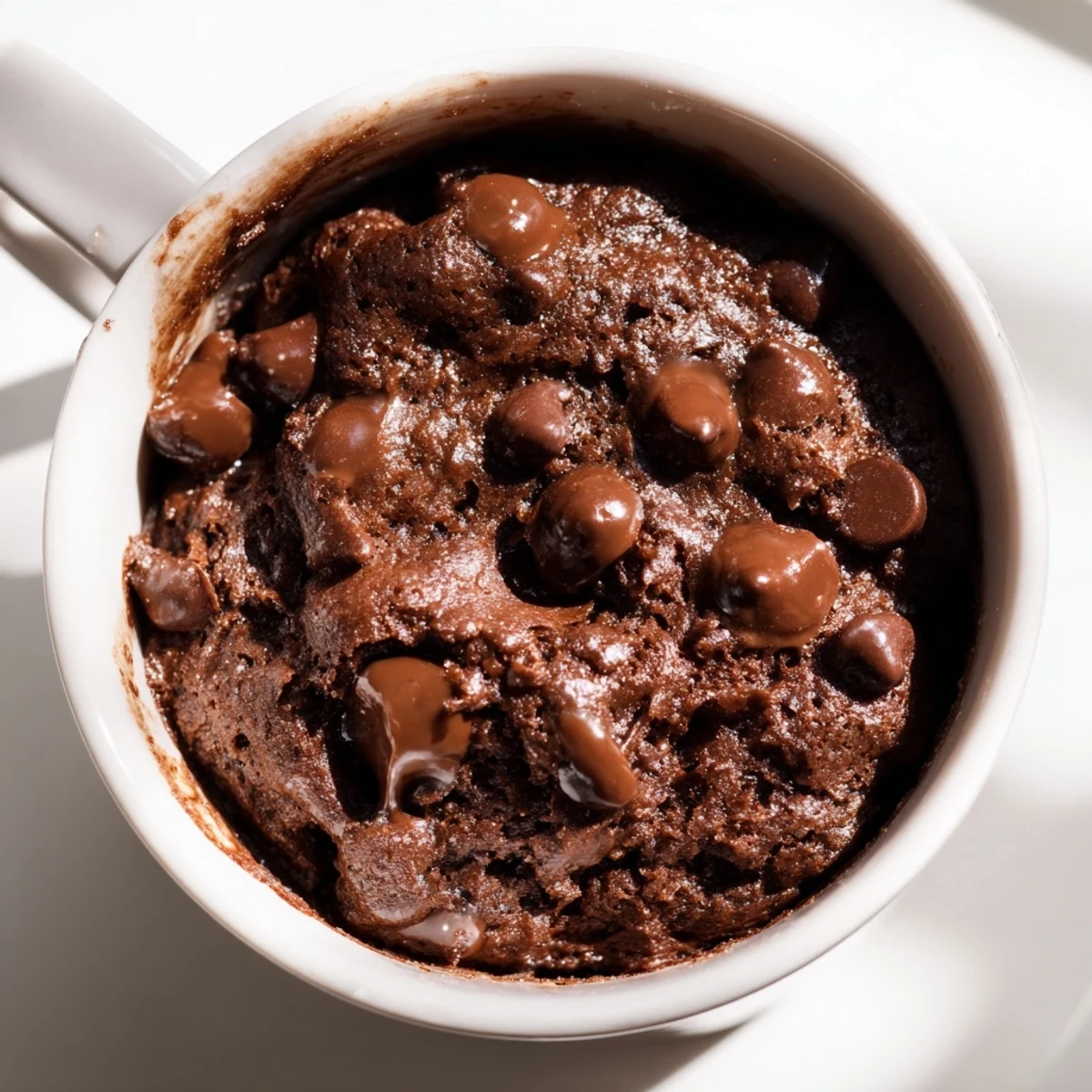 A perfectly portioned chocolate mug cake; imagine the rich, chocolate aroma filling the kitchen.