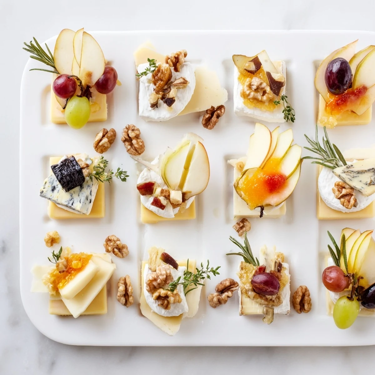 Delectable close-up of a vibrant Twelve Days of Cheese Board, showcasing cheese and delicious accompaniments.