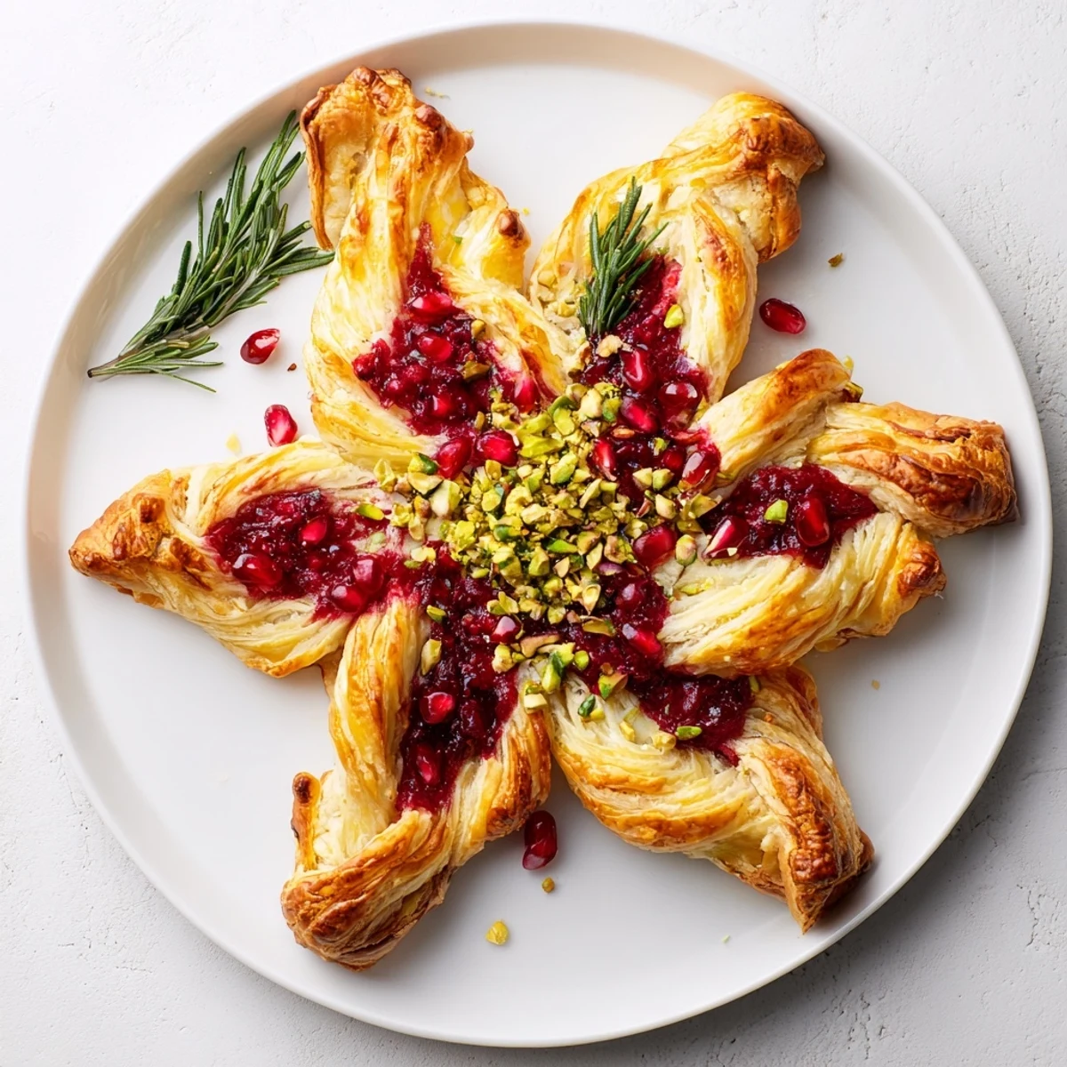 Golden-baked Cranberry Christmas Star, showing off a festive presentation perfect for a holiday appetizer.