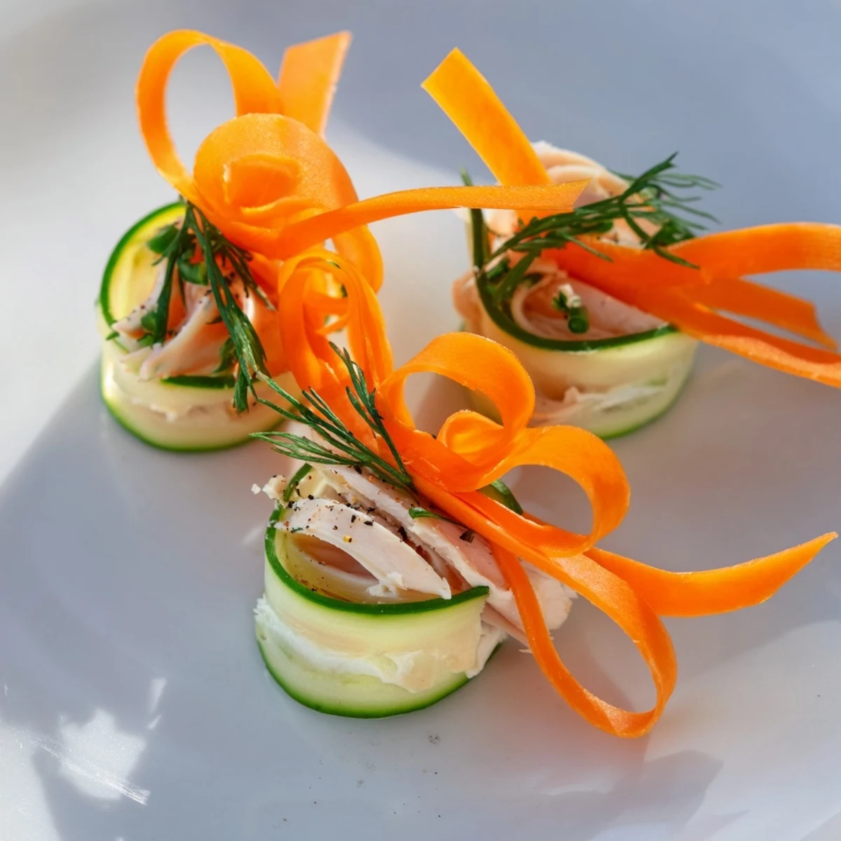Delicate veggie ribbons dance around flavorful turkey in this satisfying "Ribbon Dancer" appetizer recipe.