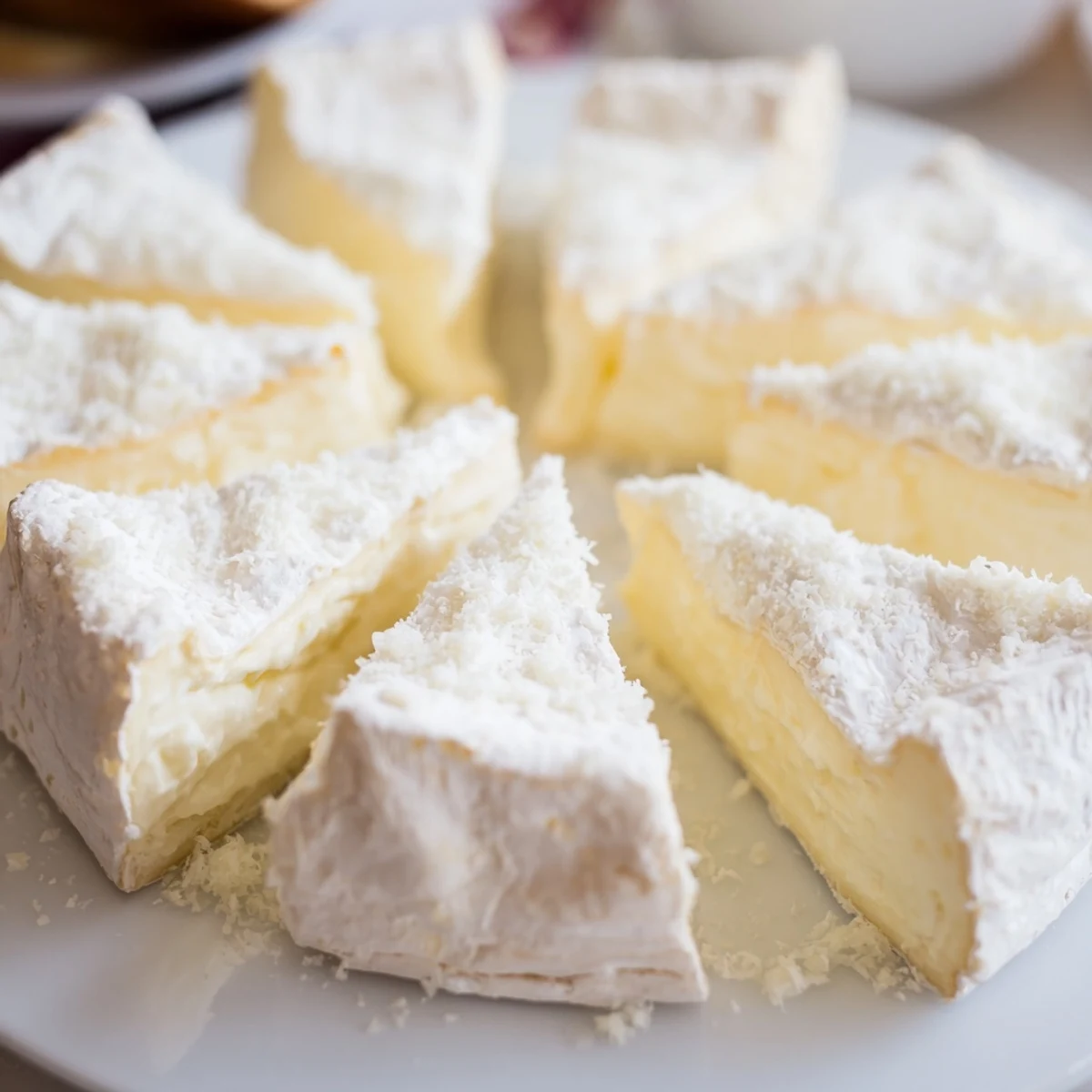 Beautiful appetizer: chilled Brie mountain range coated in Parmesan, a vegetarian Snowcapped Range recipe.