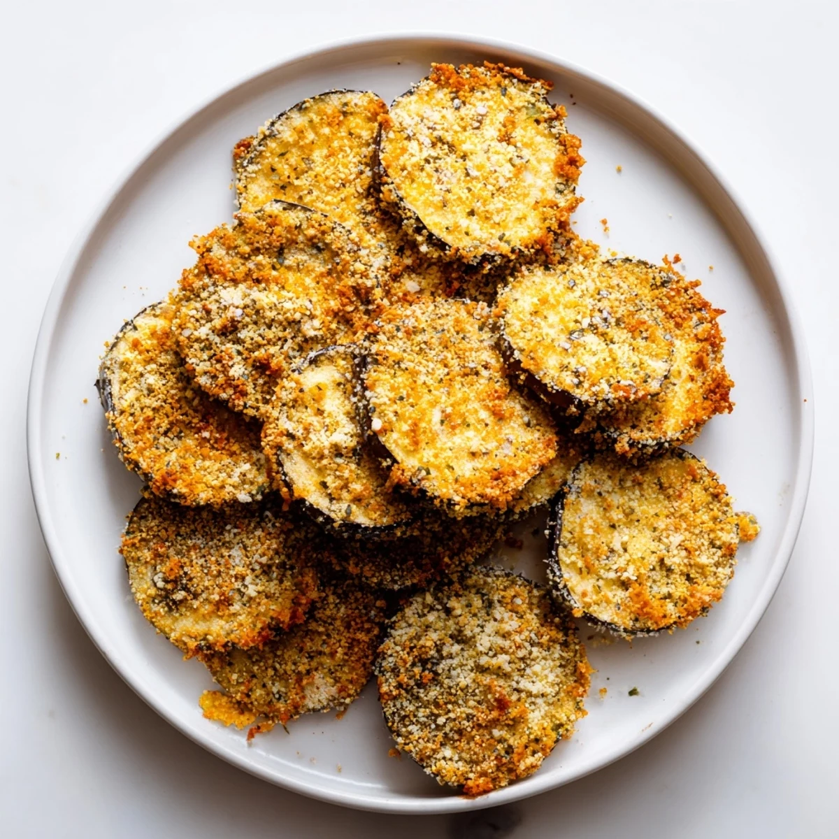 Enjoy delicious, crunchy Eggplant Parmesan Chips: a vegetarian snack made with thin eggplant rounds.