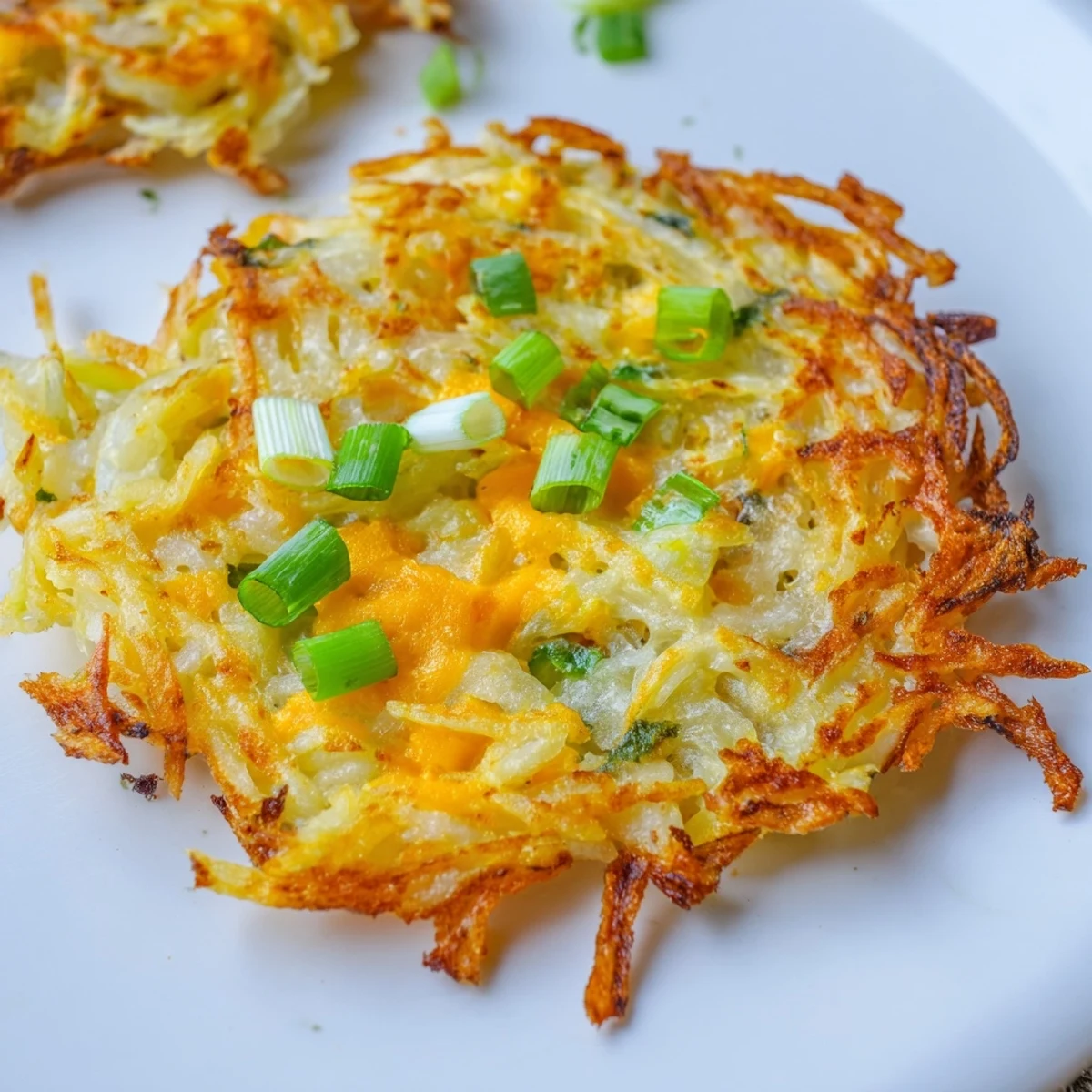 Golden-brown Cheesy Hash Brown Waffles, perfectly crisp with melted cheddar, ready for serving with sour cream.