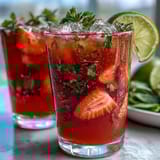 Refreshing homemade strawberry basil lemonade, garnished with basil leaves and lemon wheels, perfect for summer.