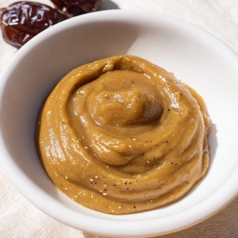 A creamy, golden swirl of Emirati Al Madrooba, a traditional Emirati breakfast made with dates.