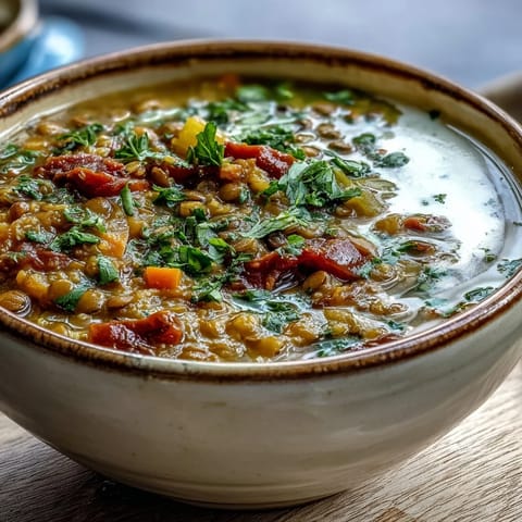 Mung Bean Soup simmering in a pot with spices, steam rising from the vibrant turmeric-colored broth and vegetables.