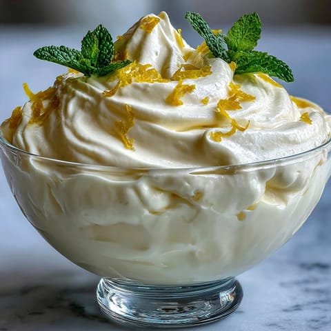 Silky lemon custard folded into fluffy whipped cream, garnished with shortbread biscuits for a sweet crunch in this easy Lemon Fool.