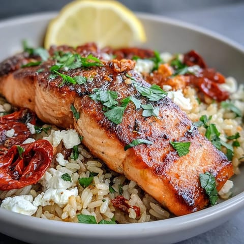 Bright, fresh ingredients for a Mediterranean Salmon Bowl include crumbled feta, chopped cilantro, and lemon wedges, arranged for a vibrant and healthy weeknight dinner.