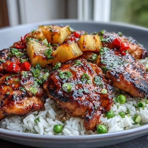 Juicy pineapple chicken and rice foil packets with vibrant vegetables sizzling on the grill.