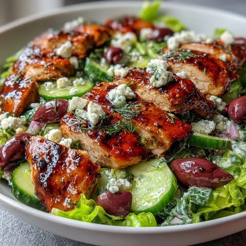 Greek Salad Bowl with Grilled Chicken, a colorful and hearty dish with juicy marinated chicken atop crisp lettuce, tomatoes, cucumbers, and feta.