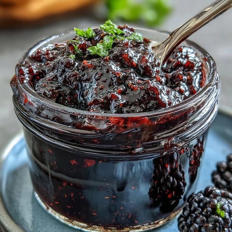 Rich, homemade Blackberry Jalapeño BBQ Sauce bubbling, ready for dipping.