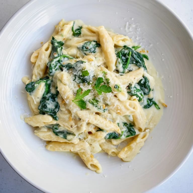 Imagine the Magic Casserole: Creamy Spinach Pasta, bubbling and golden with melted cheese.