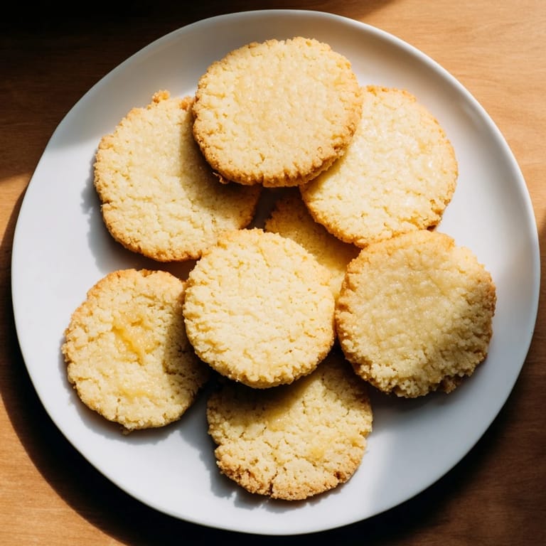Close-up of perfect honey butter shortbread cookies, hinting at a melt-in-your-mouth experience during a teatime treat.