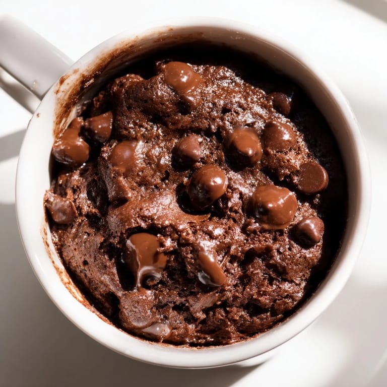 A perfectly portioned chocolate mug cake; imagine the rich, chocolate aroma filling the kitchen.