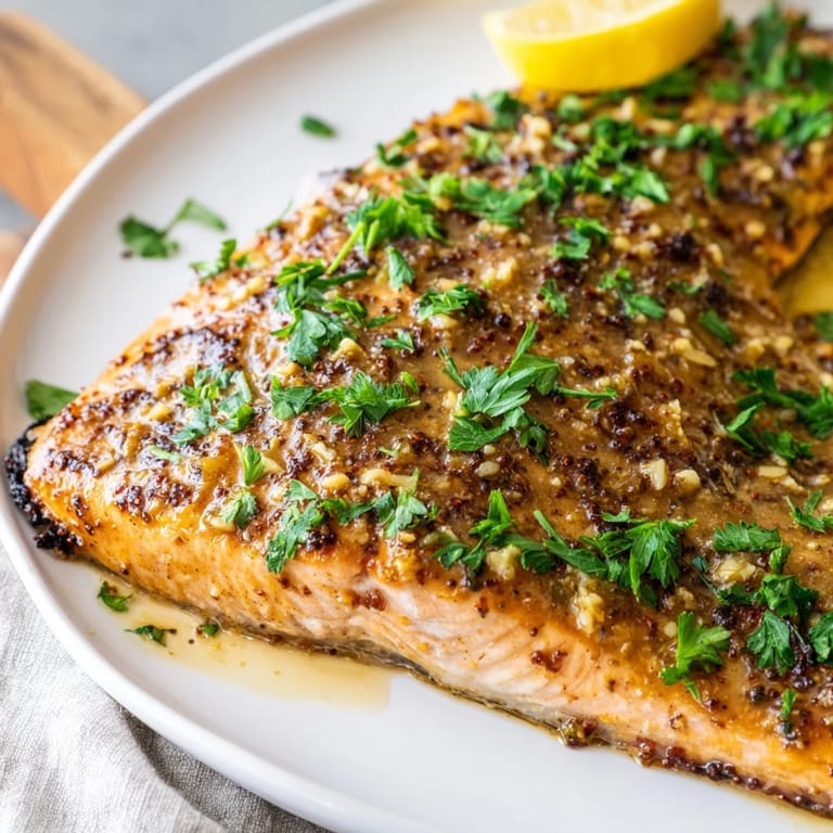 Quick and easy Express Supper: Honey Mustard Glazed Salmon, with a beautiful golden glaze, delicious!