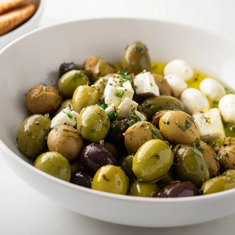 Arrange a European-inspired Cobblestone Courtyard platter; round crackers and olives create a charming appetizer.