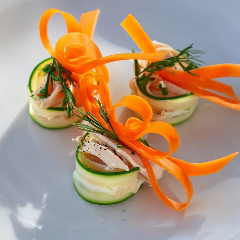 Delicate veggie ribbons dance around flavorful turkey in this satisfying "Ribbon Dancer" appetizer recipe.