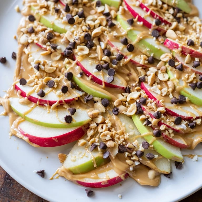 Sweet honey and chopped nuts top the perfect Peanut Butter Apple Nachos, ready to enjoy!