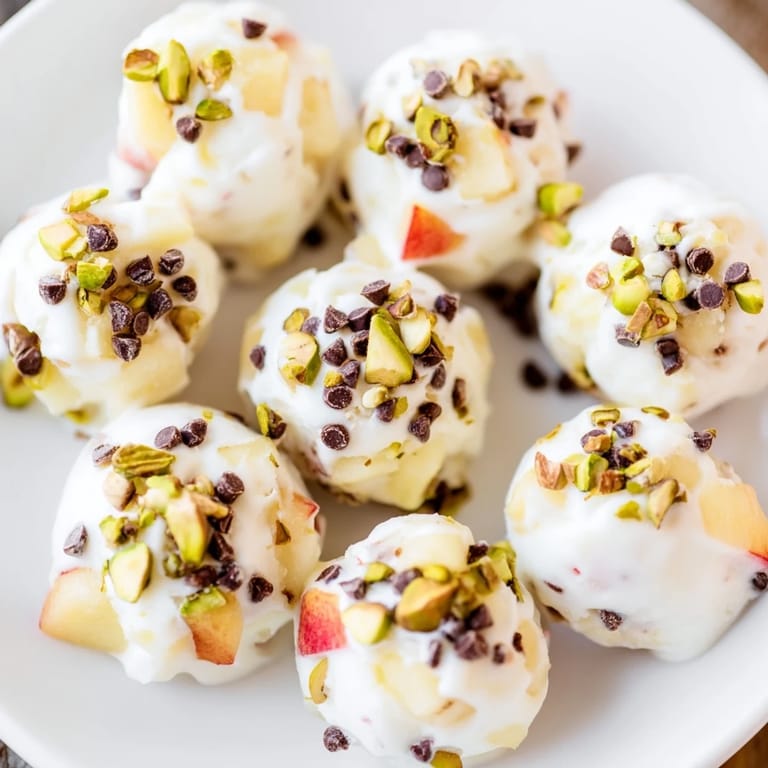 Homemade frozen peach yogurt bites: a simple recipe with fresh peaches and creamy yogurt ready to eat.