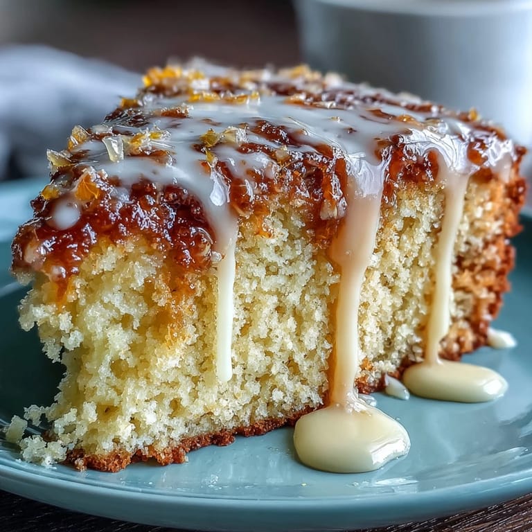 A close-up of a slice reveals the moist, tender crumb of Heavenly Blood Orange Yogurt Cake, dotted with vibrant citrus zest and creamy yogurt texture.