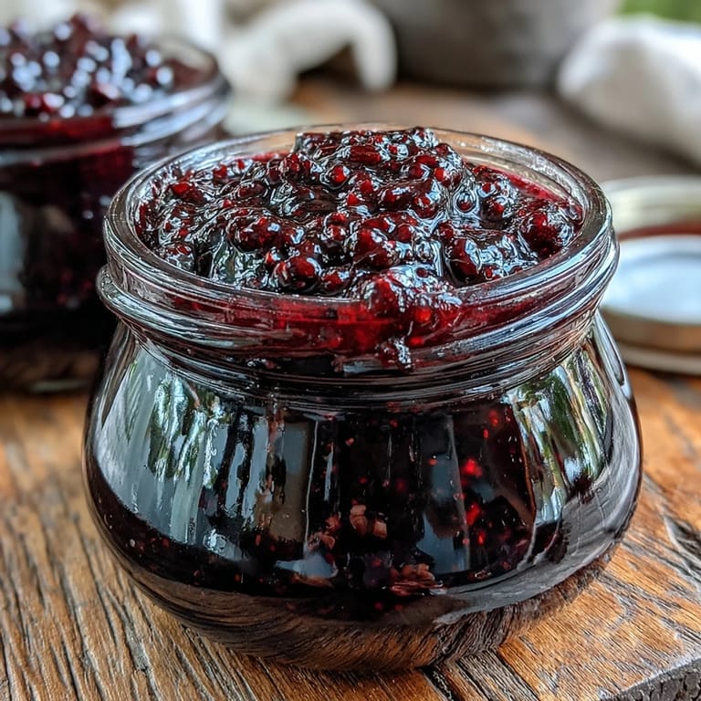 Homemade Black Currant Jam is spread thickly on buttered toast with crumbs, ready for a cozy breakfast alongside a steaming cup of coffee.