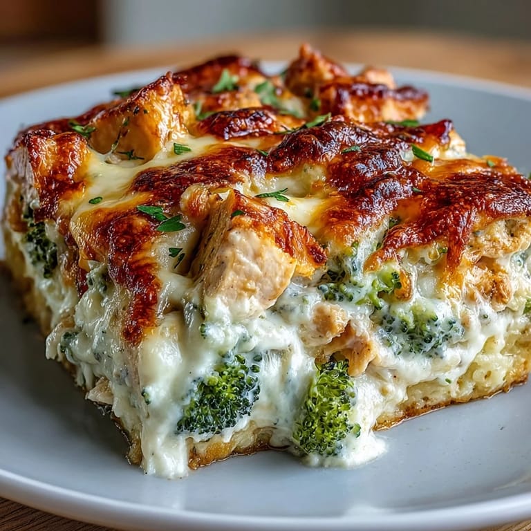 The Keto Creamy Chicken and Broccoli Casserole is served hot beside a fresh side salad for a complete meal.