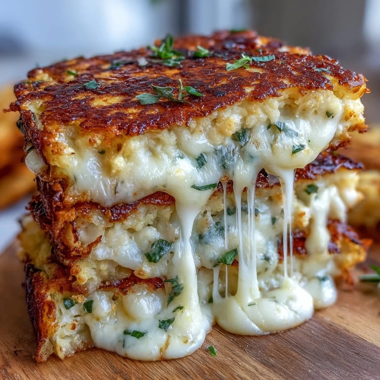 Crispy, low-carb cauliflower bread grilled cheese filled with sharp cheddar and mozzarella, perfect for keto comfort food.