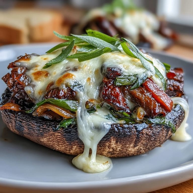 2. Savory ribeye steak and melted provolone fill roasted portobello mushrooms in this keto-friendly Philly cheesesteak recipe.