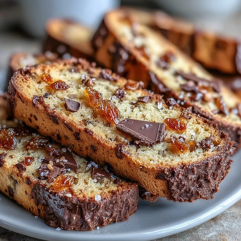 Golden Italian biscotti studded with fragrant candied orange peel and rich dark chocolate, ideal for dessert or snacking.  