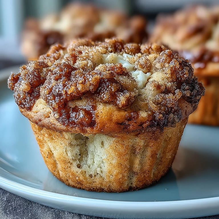 Warm banana muffins made with sourdough discard, featuring a sweet cinnamon streusel topping and rich banana aroma.  