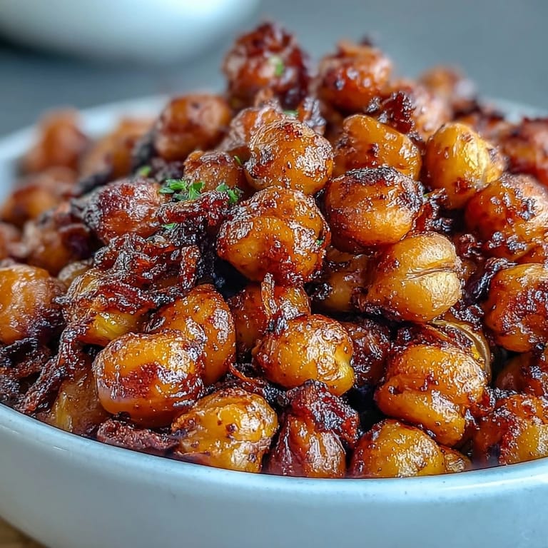 Oven-roasted chickpeas tossed with smoked paprika, cumin, and garlic for a savory, protein-packed snack or salad topping.