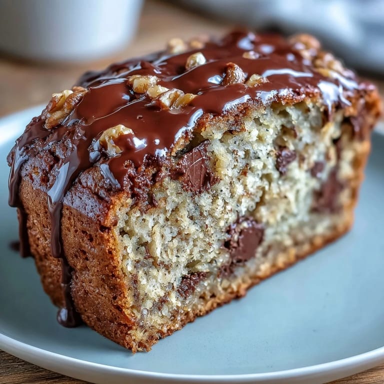 Moist banana bread enriched with protein powder and studded with rich chocolate chips, a delicious and refined sugar-free snack or breakfast option.