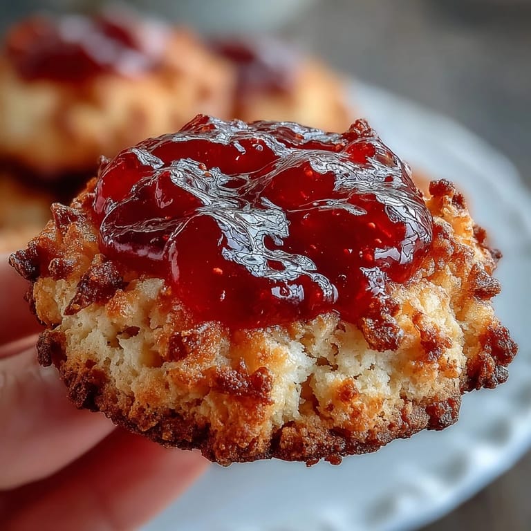Buttery thumbprint cookies with a dollop of sweet strawberry jam, perfect for afternoon tea or gifting.