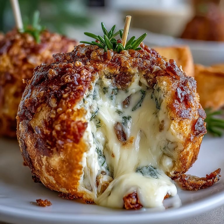 Bite-sized olive-stuffed cheese balls with a hint of cayenne, baked golden and threaded onto appetizer skewers for parties.