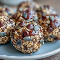 Nut-free energy balls with oats and honey, packed with sunflower seeds and mini chocolate chips, ready for snacking.