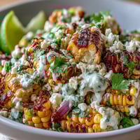 Vibrant Mexican Street Corn Salad with creamy Cotija cheese and charred corn.