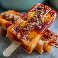 Vibrant Fricy Mango Chamoy Popsicles with Tajin, a refreshing frozen treat.
