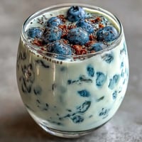Creamy Probiotic Kefir Smoothie bursting with blueberries, visually appealing for breakfast.